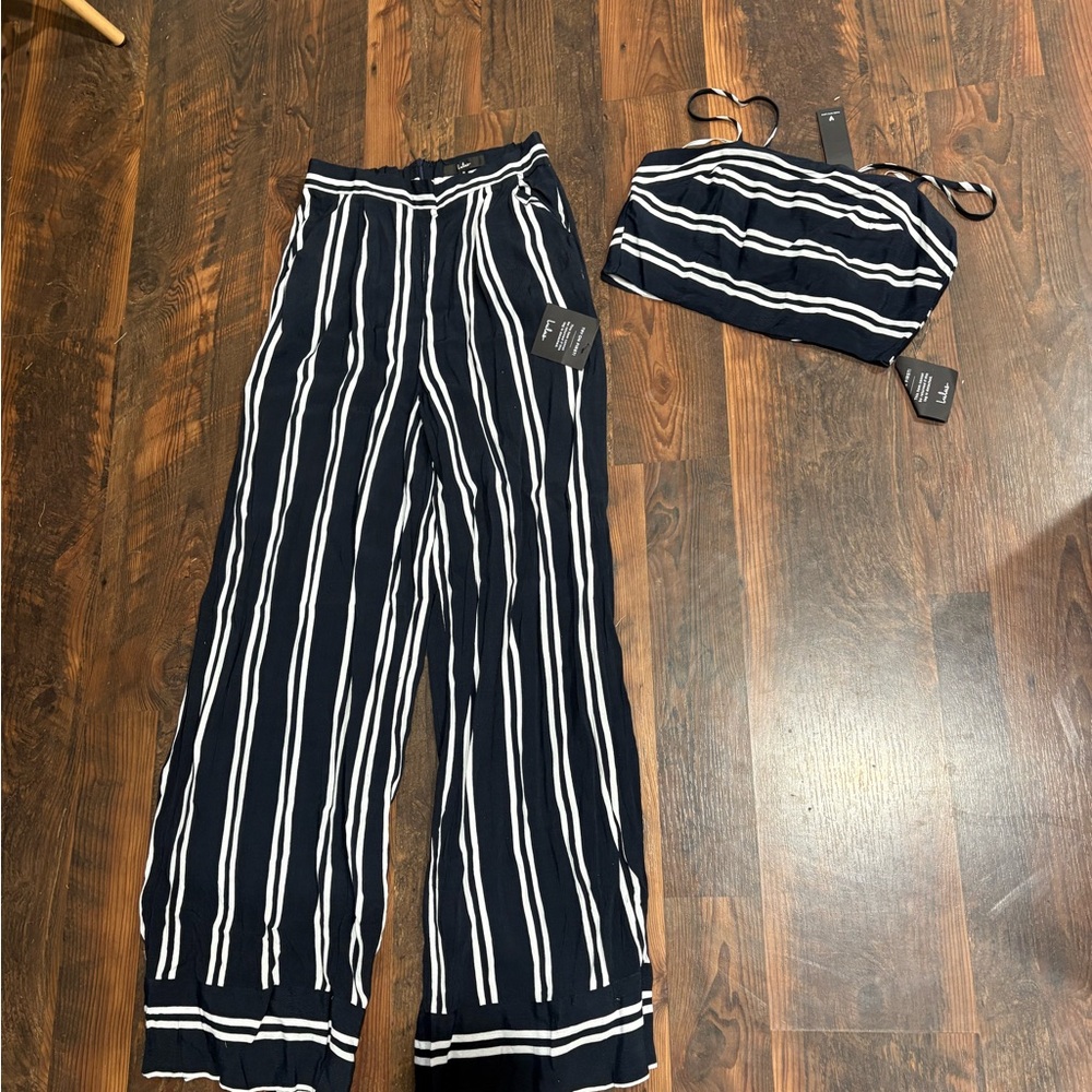 Lulu’s Navy and White Striped Two-Piece Set